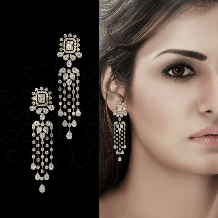 Scintillating Drops Diamond Earrings made from VVS EF diamond quality with 10.96 carat diamonds