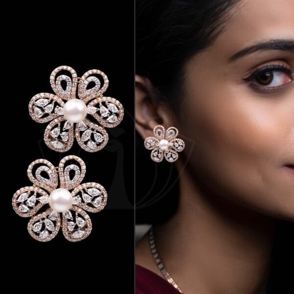 Pearly Wonder Diamond Earrings made from VVS EF diamond quality with 3.09 carat diamonds