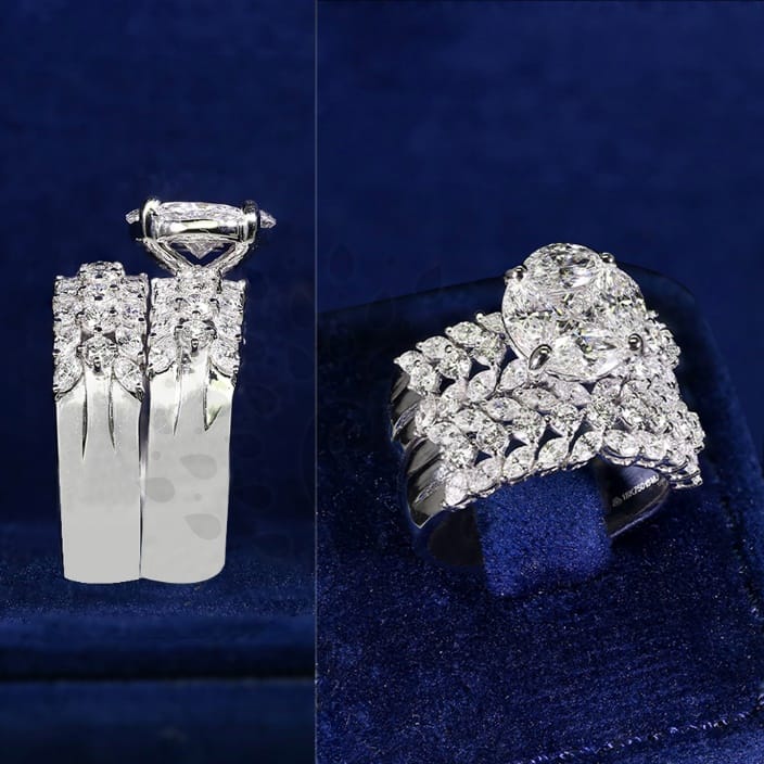 VVS EF Grade Sunshine Captured Diamond Ring with 3.11 carat diamonds