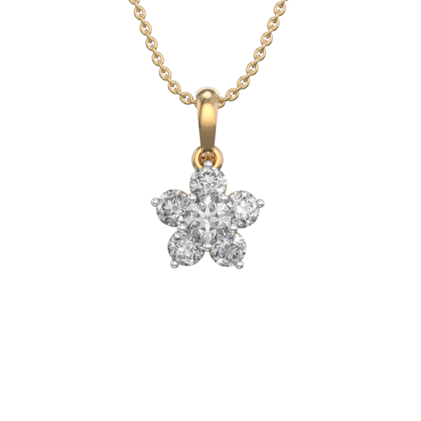 View of the 0.25 ct Ethereal Floret Solitaire Diamond Pendant in close up