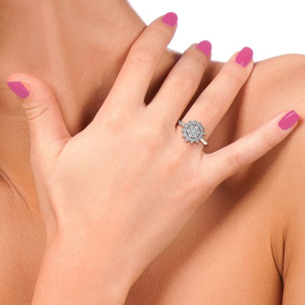 Human wearing the Audrey Diamond Ring