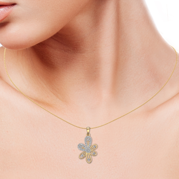 Human wearing the Beauteous Butterfly Diamond Pendant