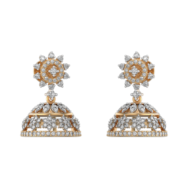 VVS EF Grade Blooming Sunflower Diamond Jhumkas with 1.69 carat diamonds