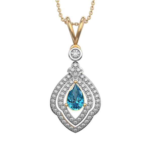 View of the Blue Bell Diamond Pendant in close up