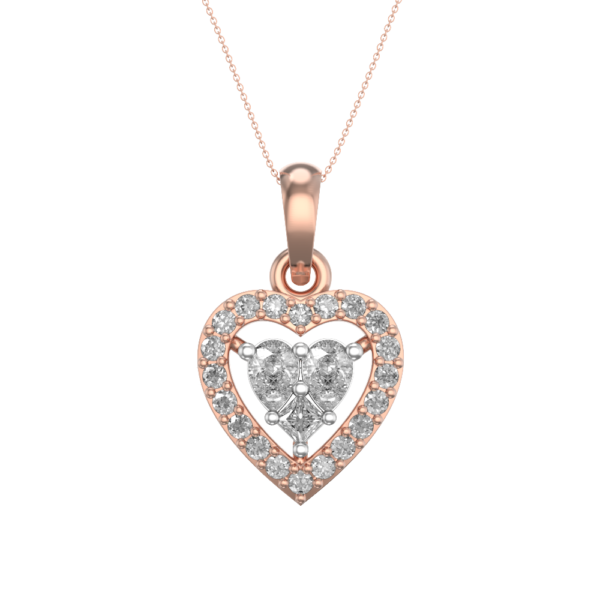 View of the Blushing Hearts Diamond Pendant in close up