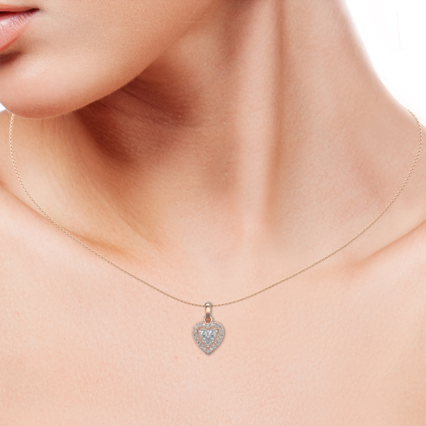 Human wearing the Blushing Hearts Diamond Pendant