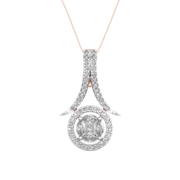 View of the Caressed Moon Diamond Pendant in close up