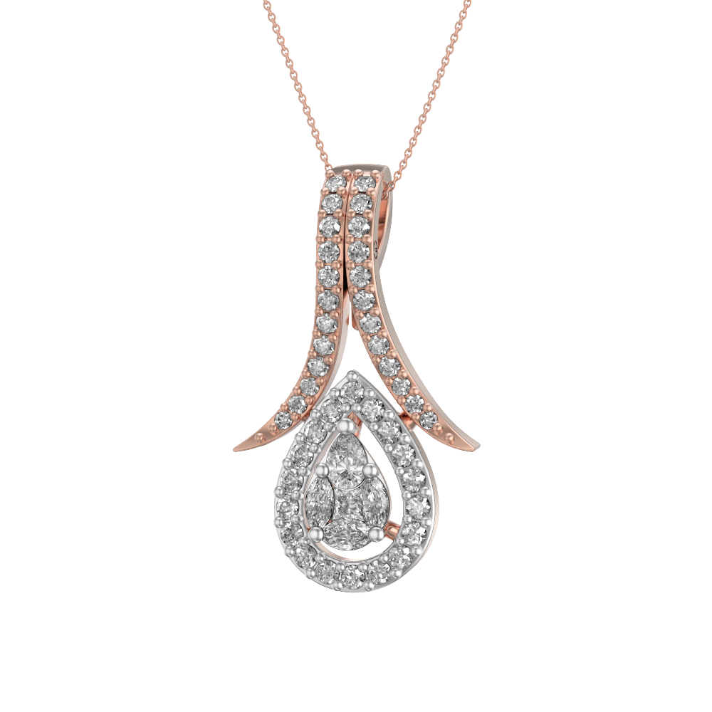 Cupped Dewdrop Diamond Pendant made from VVS EF diamond quality with 0.43 carat diamonds
