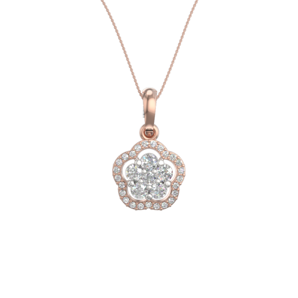 View of the Floweret Fondle Diamond Pendant in close up