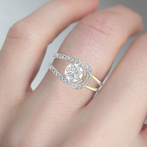 Human wearing the Looped Blossom Diamond Ring