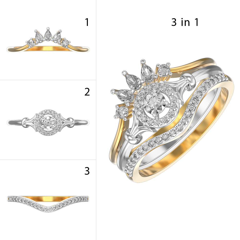 Magical Marvel 3 In 1 Stackable Diamond Ring made from VVS EF diamond quality with 0.91 carat diamonds