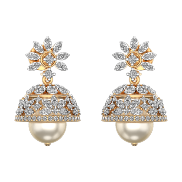 VVS EF Grade Stunning Floret Diamond Jhumkas with 1.63 carat diamonds