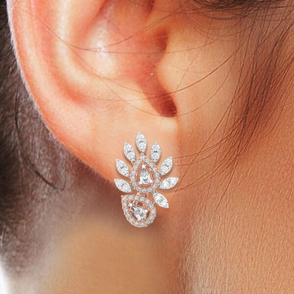 Human wearing the Adorable Attractions Diamond Earrings