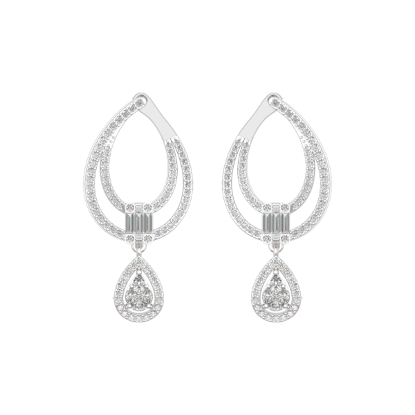View of the Adorable Loops Diamond Earrings in close up