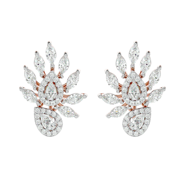 View of the Affectionate Archduchess Diamond Stud Earrings In Pink Gold For Women in close up