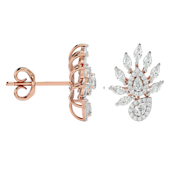 An additional view of the Affectionate Archduchess Diamond Stud Earrings In Pink Gold For Women