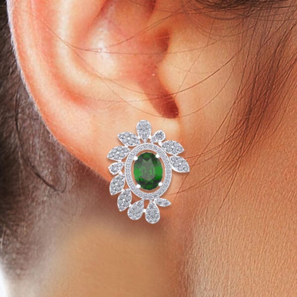 Human wearing the Altruistic Antheia Diamond Earrings