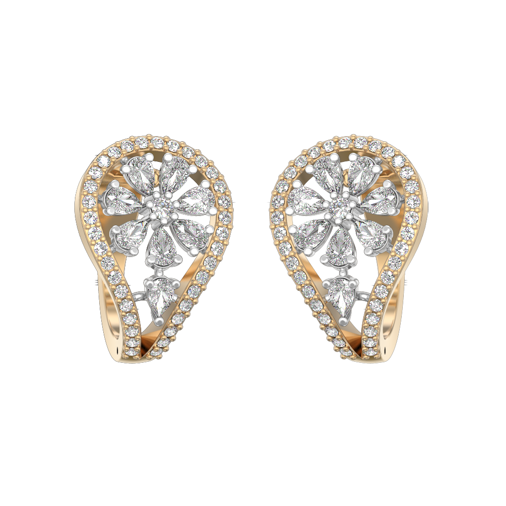 Blooming Curves Diamond Earrings made from VVS EF diamond quality with 1.23 carat diamonds
