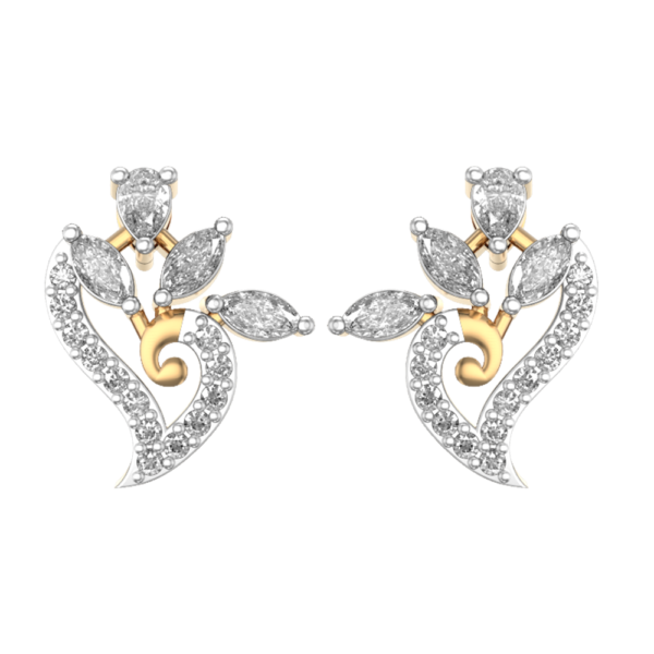 View of the Blooming Flames Diamond Earrings in close up