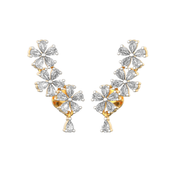 Blossoms Of Belle Diamond Ear Cuff made from VVS EF diamond quality with 1.6 carat diamonds