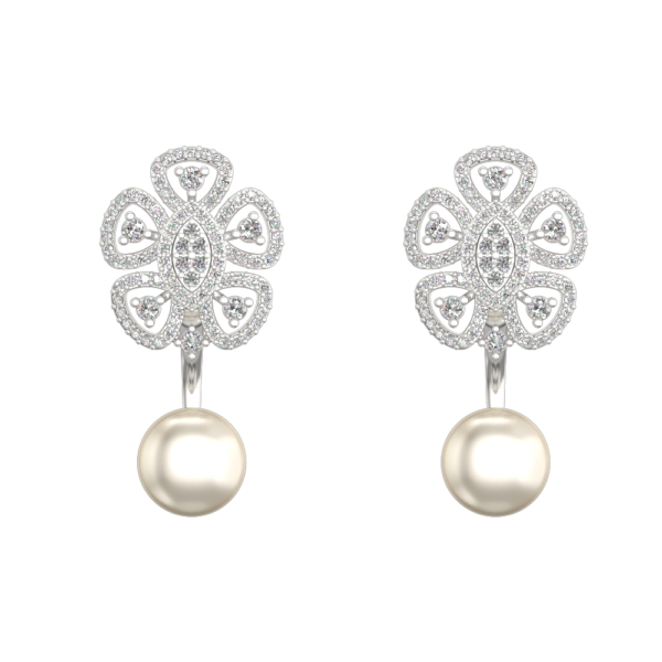 View of the Blossoms Of Bliss Diamond Earrings in close up