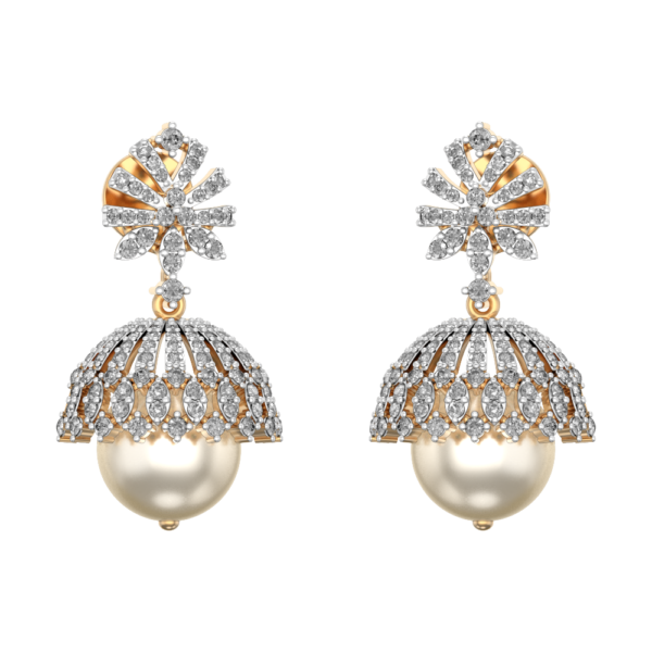 Charming Angel Diamond Jhumka Earrings made from VVS EF diamond quality with 1.43 carat diamonds