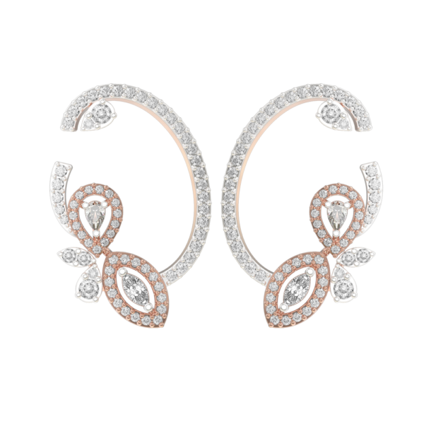 View of the Comely Curves Diamond Earrings in close up