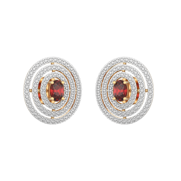 VVS EF Grade Concentric Carmine Diamond Earrings with 0.85 carat diamonds