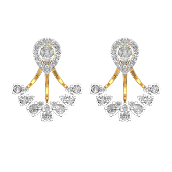 View of the Dazzles Of Droplets Diamond Earrings in close up