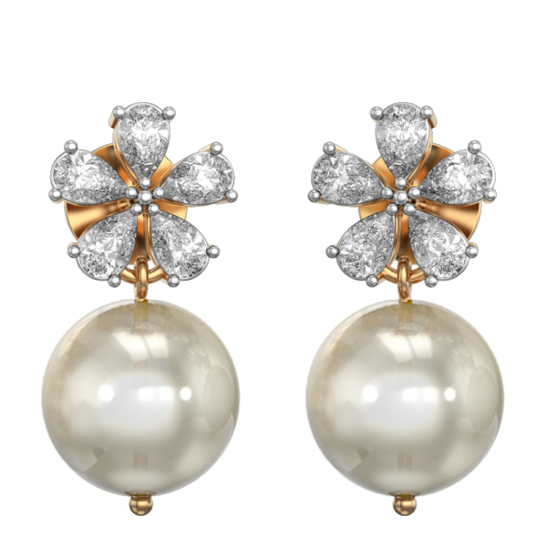 VVS EF Grade Demure Daisy Nectar Drop Diamond Earrings with 0.84 carat diamonds