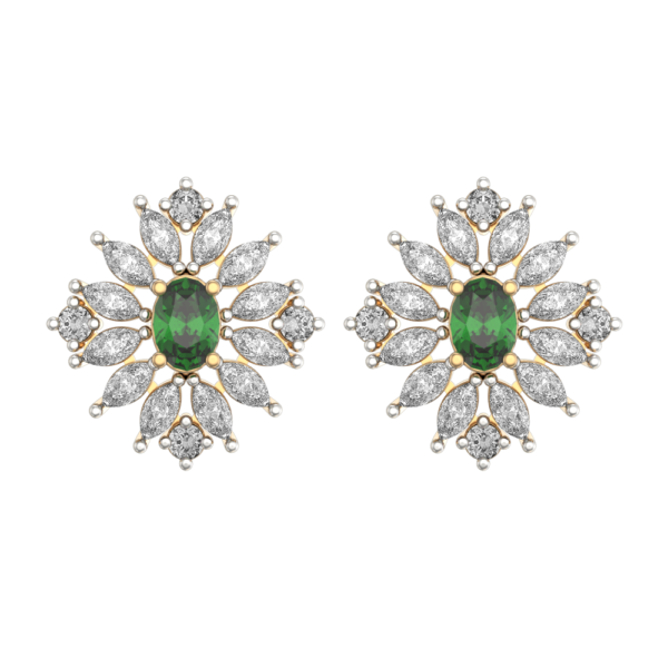 View of the Desirous Daisy Diamond Earrings in close up