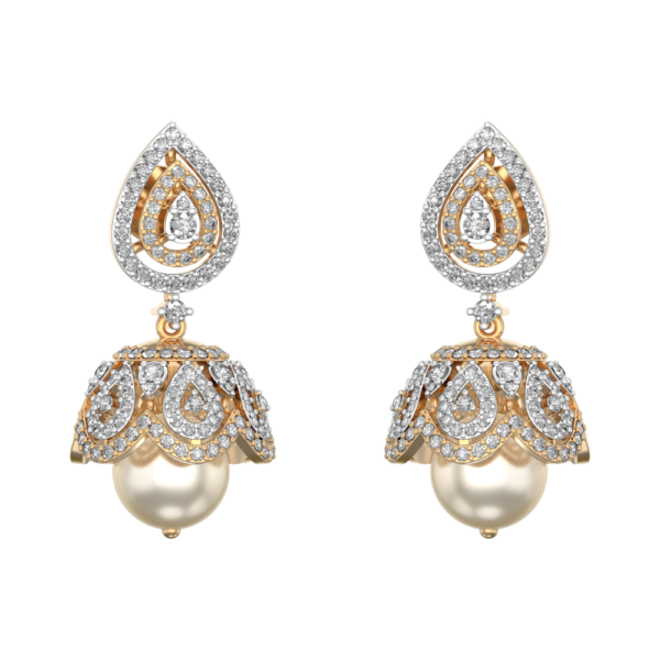 Dreamy Droplets Diamond Jhumka Earrings made from VVS EF diamond quality with 1.63 carat diamonds