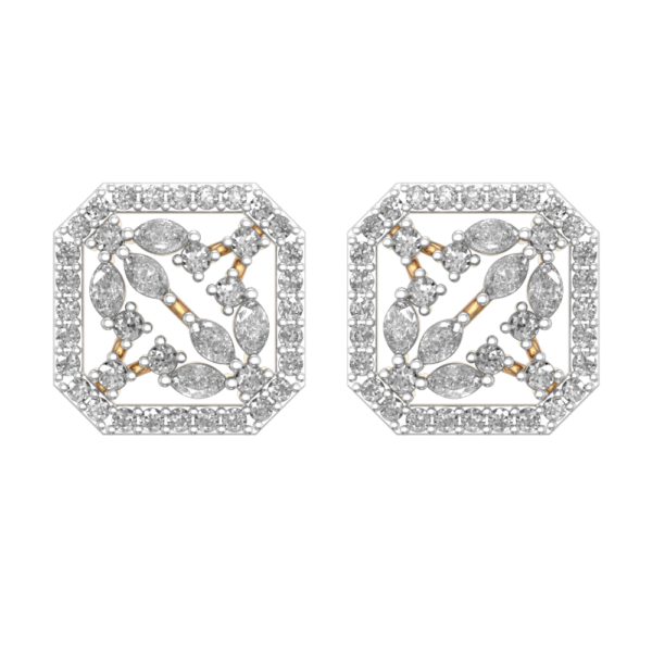 View of the Elegant Dailywear Diamond Earrings in close up