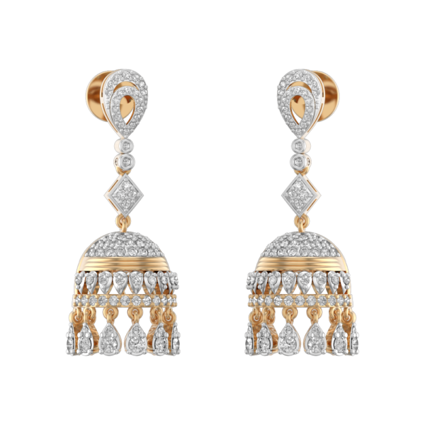 Endearing Enchantments Diamond Jhumka Earrings made from VVS EF diamond quality with 1.54 carat diamonds