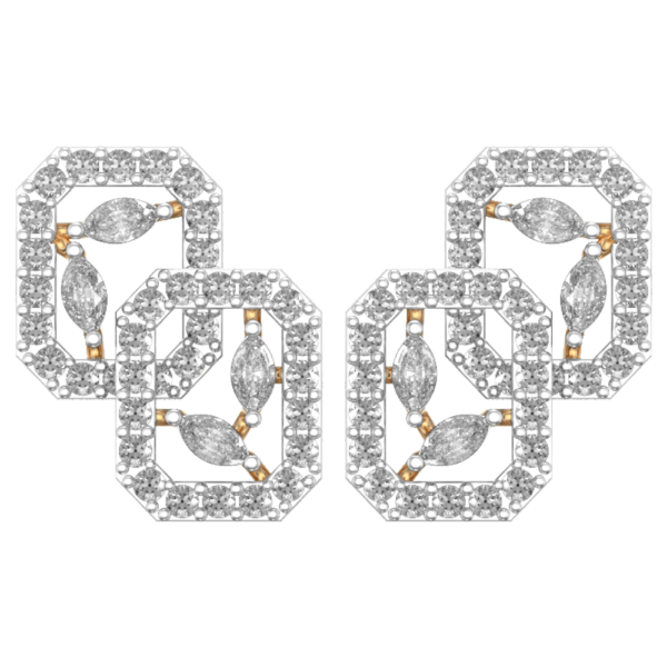 View of the Endearing Octagonal Daily Dazzle Earrings In Yellow Gold For Women in close up