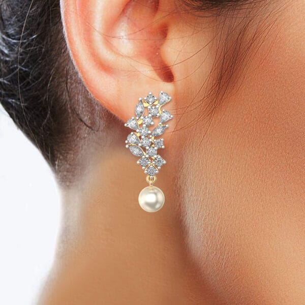 Human wearing the Enticing Expressions Diamond Earrings