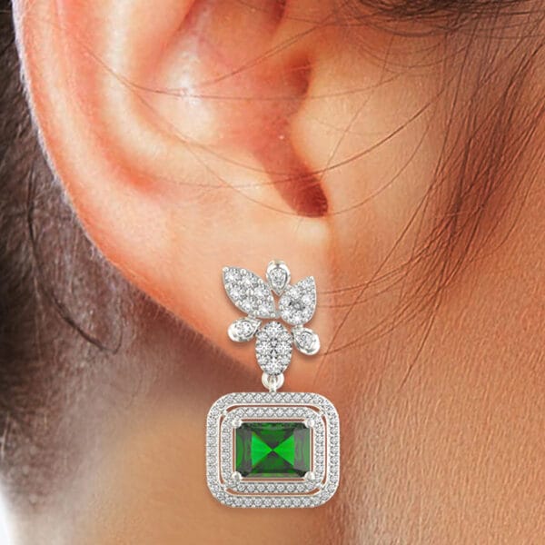 Human wearing the Ethereal Euterpe Diamond Earrings