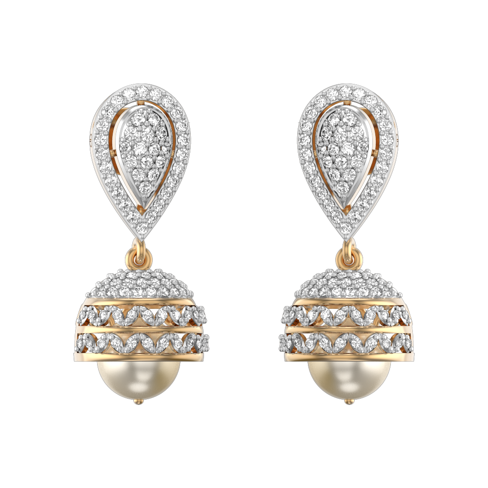 Fascinating Fronds Diamond Jhumka Earrings