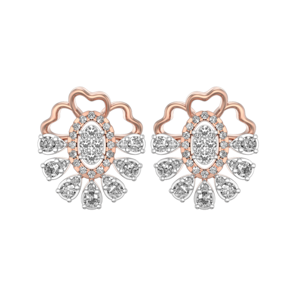 View of the Floral Extravaganza Diamond Earrings in close up