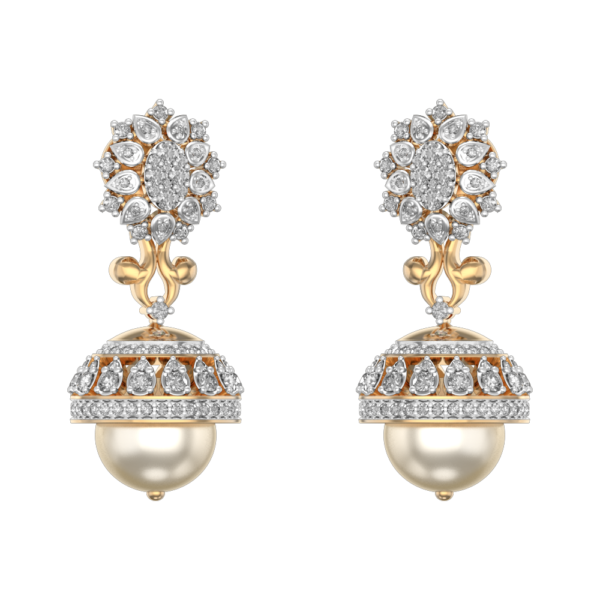 Glamor Diamond Jhumka Earrings made from VVS EF diamond quality with 1.5 carat diamonds