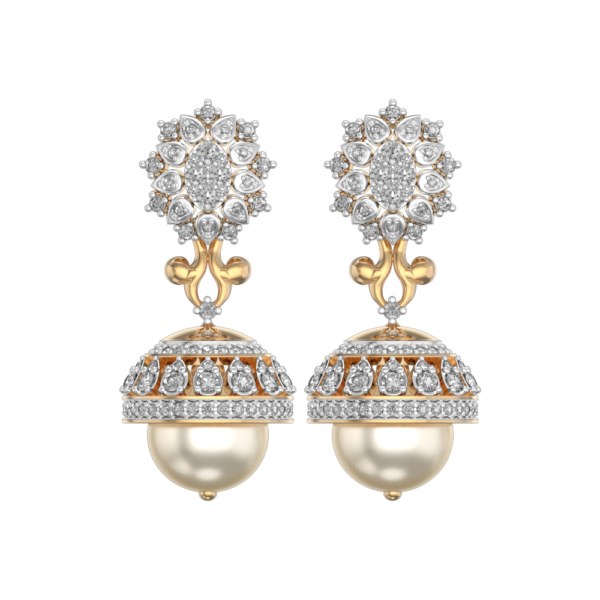 View of the Glamor Diamond Jhumka Earrings in close up