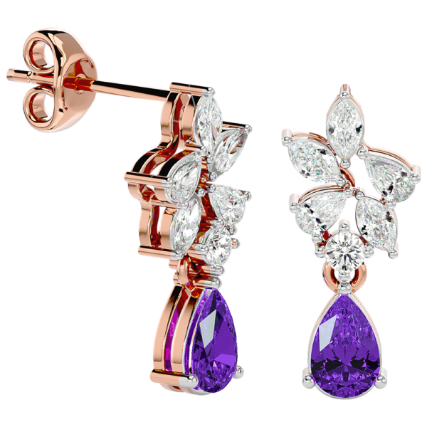 VVS EF Grade Gorgeous Grape Vine Diamond Earrings with 0.73 carat diamonds