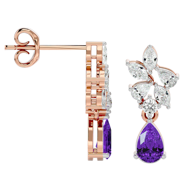 An additional view of the Gorgeous Grape Vine Diamond Earrings