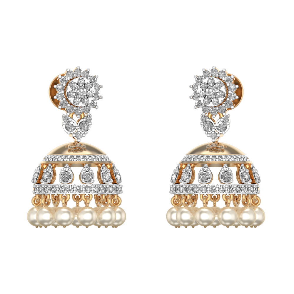 Laced In Pearls Diamond Jhumka Earrings