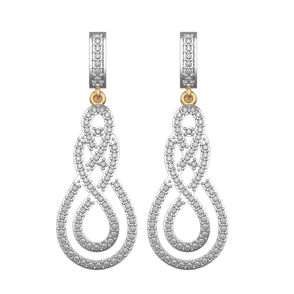View of the Luminous Loops Diamond Earrings in close up