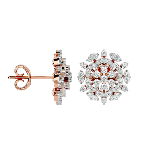 An additional view of the Luxurious Empress Diamond Stud Earrings In Yellow Gold For Women