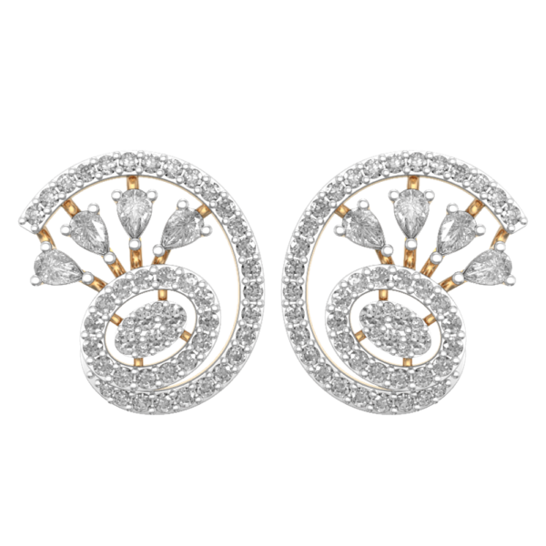 View of the Mesmerizing Spiral Shaped Diamond Earrings in close up