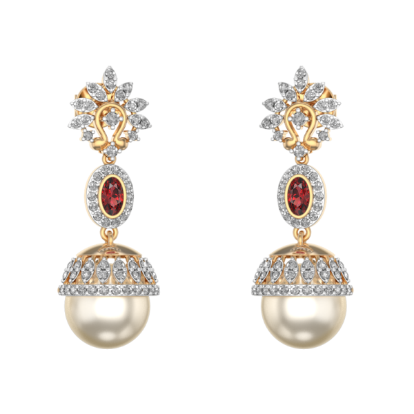Perfect Tradition Diamond Jhumka Earrings made from VVS EF diamond quality with 1.24 carat diamonds