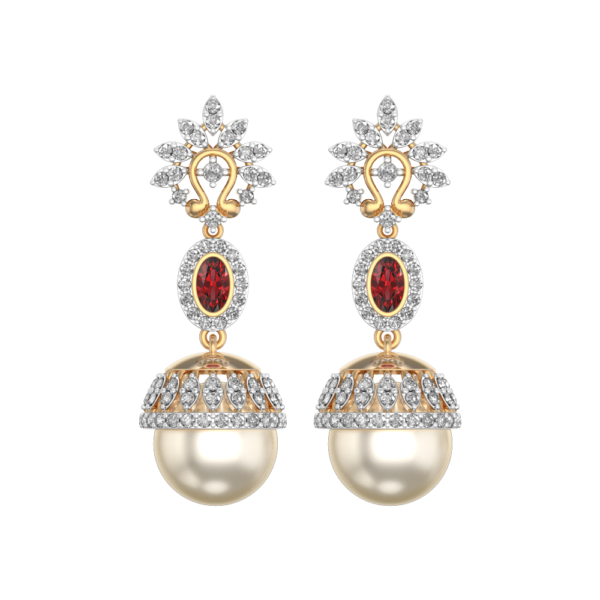 View of the Perfect Tradition Diamond Jhumka Earrings in close up