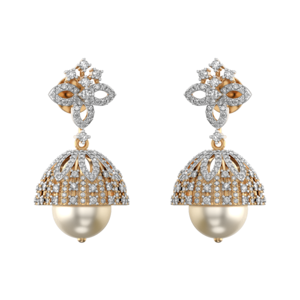 Petals 'N Blooms Diamond Jhumka Earrings made from VVS EF diamond quality with 1.67 carat diamonds